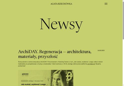 Screenshot of https://agatarzechowka.pl/newsy