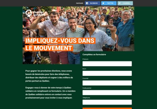 Screenshot of https://agir.quebecsolidaire.net/