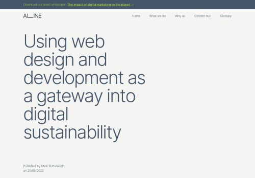 Screenshot of https://aline.to/content-hub/post-using-web-design-and-development-as-a-gateway-into-digital-sustainability/