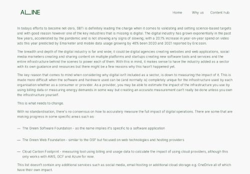 Screenshot of https://aline.to/content-hub/post-why-digital-isnt-included-as-an-industry-for-the-sbti/
