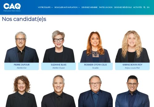 Screenshot of https://coalitionavenirquebec.org/fr/nos-candidats/