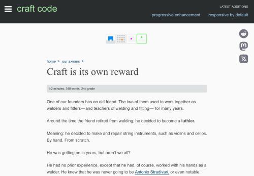 Screenshot of https://craft-code.dev/axioms/craft-is-its-own-reward