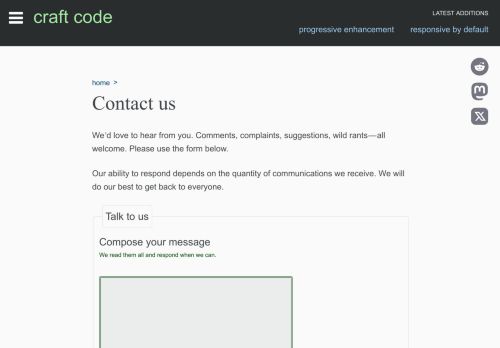Screenshot of https://craft-code.dev/contact