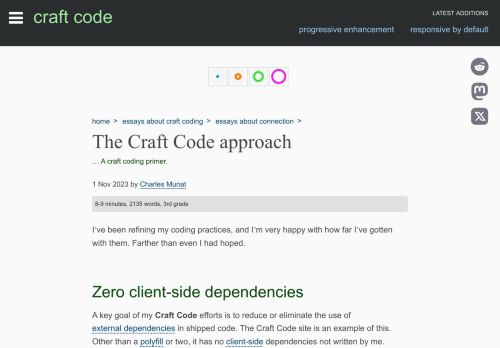 Screenshot of https://craft-code.dev/essays/connection/the-craft-code-approach