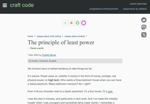 Screenshot of https://craft-code.dev/essays/context/the-principle-of-least-power