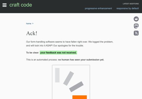 Screenshot of https://craft-code.dev/feedback/failure