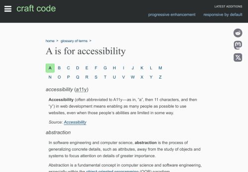 Screenshot of https://craft-code.dev/glossary/a