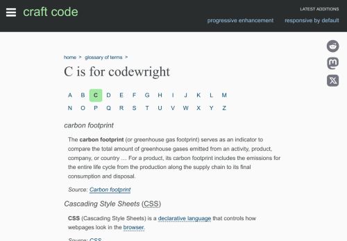 Screenshot of https://craft-code.dev/glossary/c