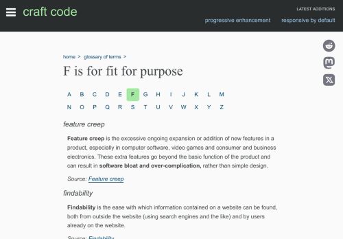 Screenshot of https://craft-code.dev/glossary/f