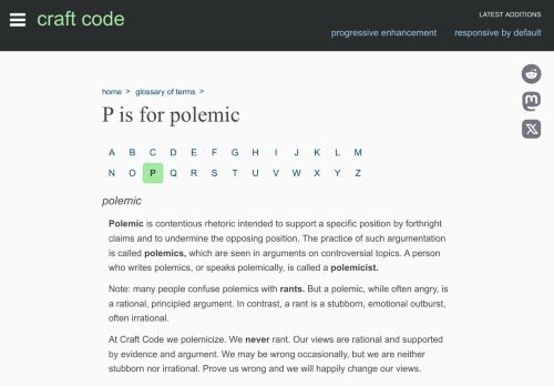 Screenshot of https://craft-code.dev/glossary/p