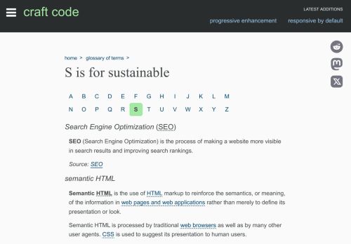 Screenshot of https://craft-code.dev/glossary/s