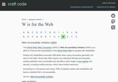 Screenshot of https://craft-code.dev/glossary/w