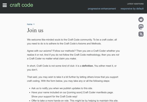 Screenshot of https://craft-code.dev/join