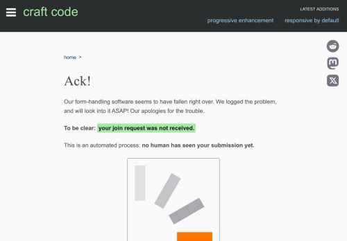 Screenshot of https://craft-code.dev/join/failure