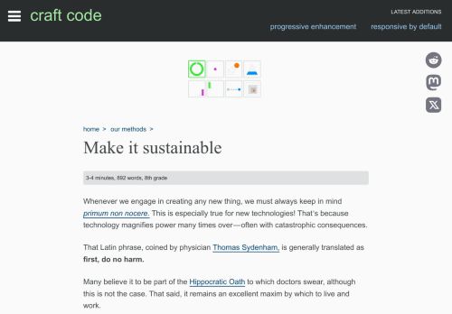 Screenshot of https://craft-code.dev/methods/make-it-sustainable