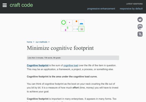 Screenshot of https://craft-code.dev/methods/minimize-cognitive-footprint