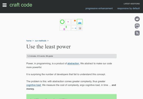 Screenshot of https://craft-code.dev/methods/use-the-least-power