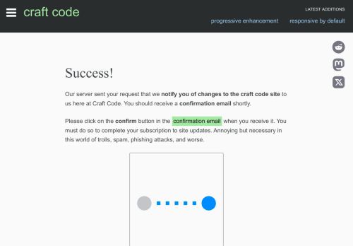 Screenshot of https://craft-code.dev/subscribe/success