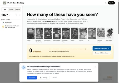 Screenshot of https://deathracetracking.com/