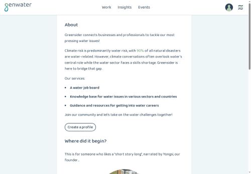 Screenshot of https://genwater.io/about
