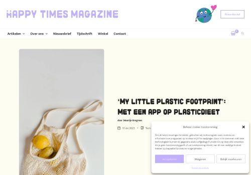 Screenshot of https://www.happytimesmagazine.nl/my-little-plastic-footprint-met-een-app-op-plasticdieet/