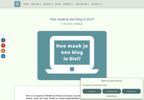 Screenshot of https://jochemoomen.com/blog/hoe-blog-maken-in-divi/