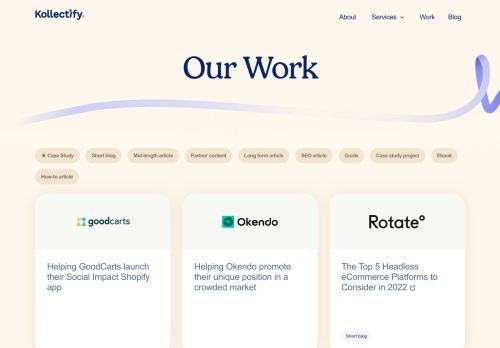 Screenshot of https://www.kollectify.com/work