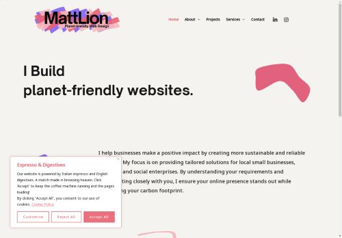 Screenshot of https://mattlion.co.uk