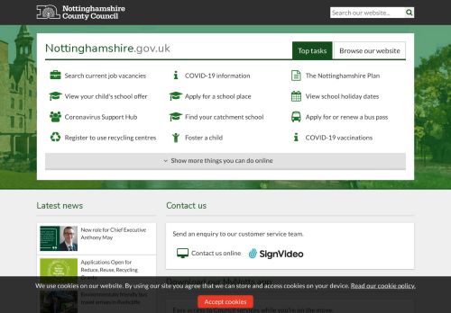 Screenshot of https://www.nottinghamshire.gov.uk/