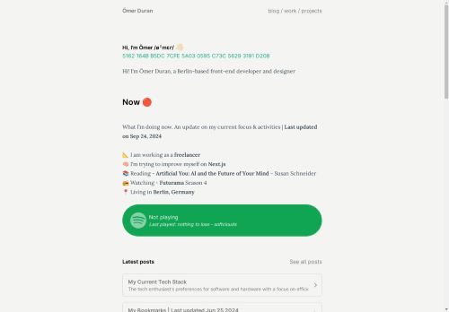 Screenshot of https://omerduran.dev