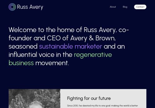 Screenshot of https://russavery.com/