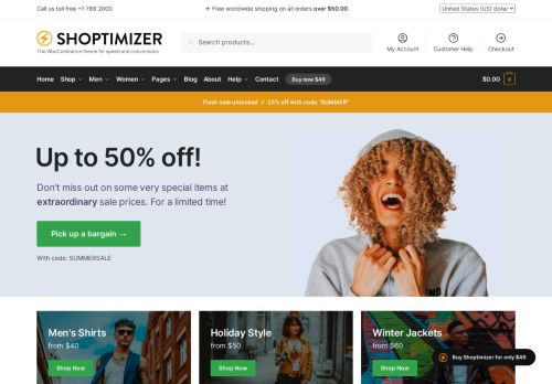 Screenshot of https://shoptimizerdemo.commercegurus.com/