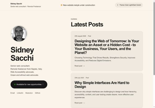 Screenshot of https://sidneysacchi.com/
