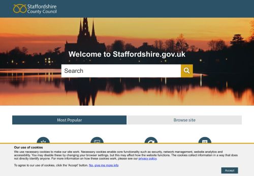 Screenshot of https://www.staffordshire.gov.uk/Homepage.aspx