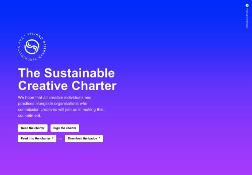 Screenshot of https://sustainablecreativecharter.com/