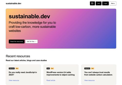 Screenshot of https://the-sustainable.dev/