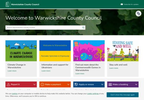 Screenshot of https://www.warwickshire.gov.uk/