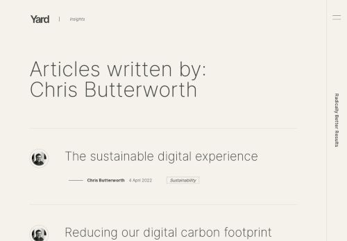Screenshot of https://weareyard.com/author/chris-butterworth